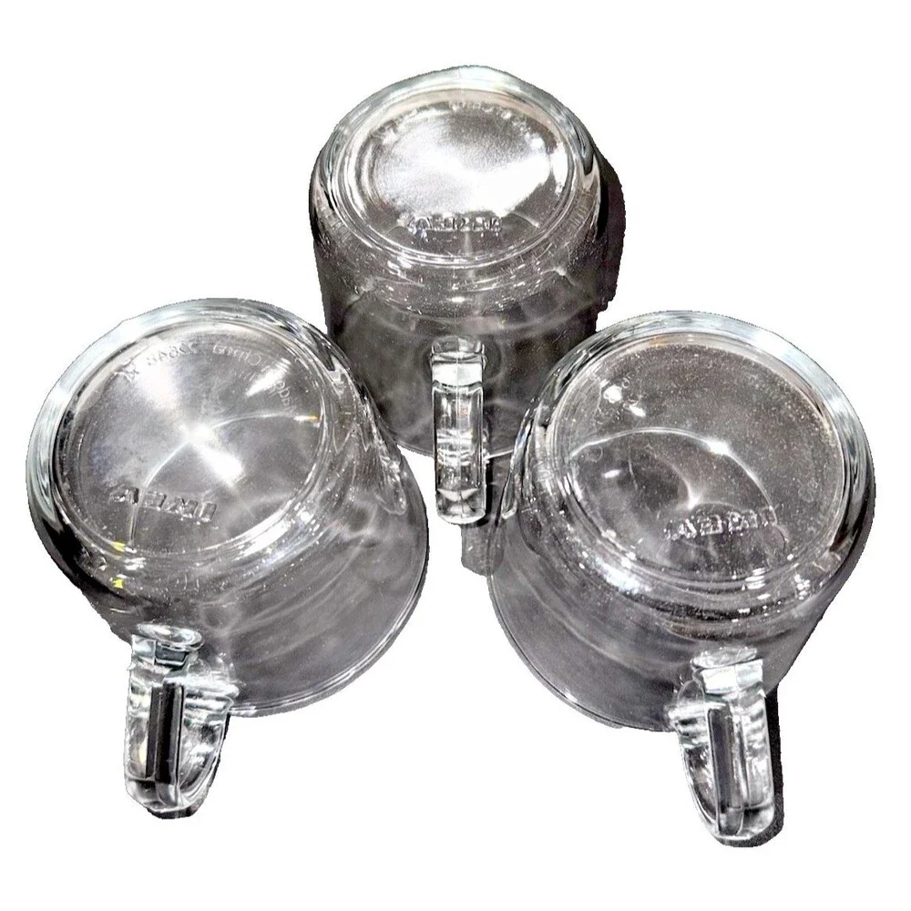 3 Ikea Clear Glass Mug New
